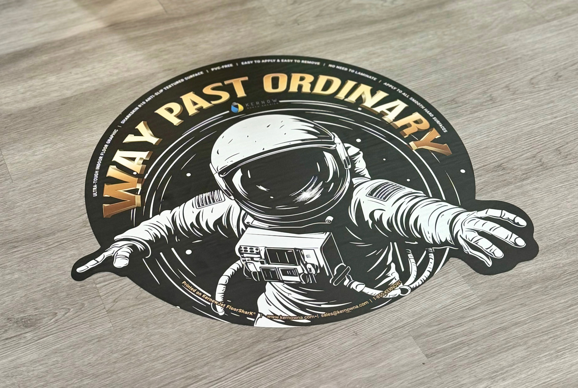 Floor graphics remain a popular application for pressure-sensitive media, as it can provide both vibrant graphics as well as a safe surface for walking.